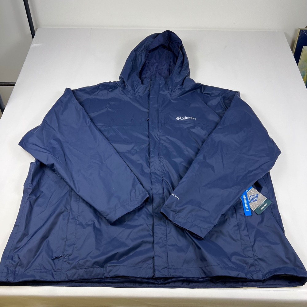 Columbia Watertight II Jacket 4X Navy Blue Omni-Tech Waterproof Rain Coat NWT